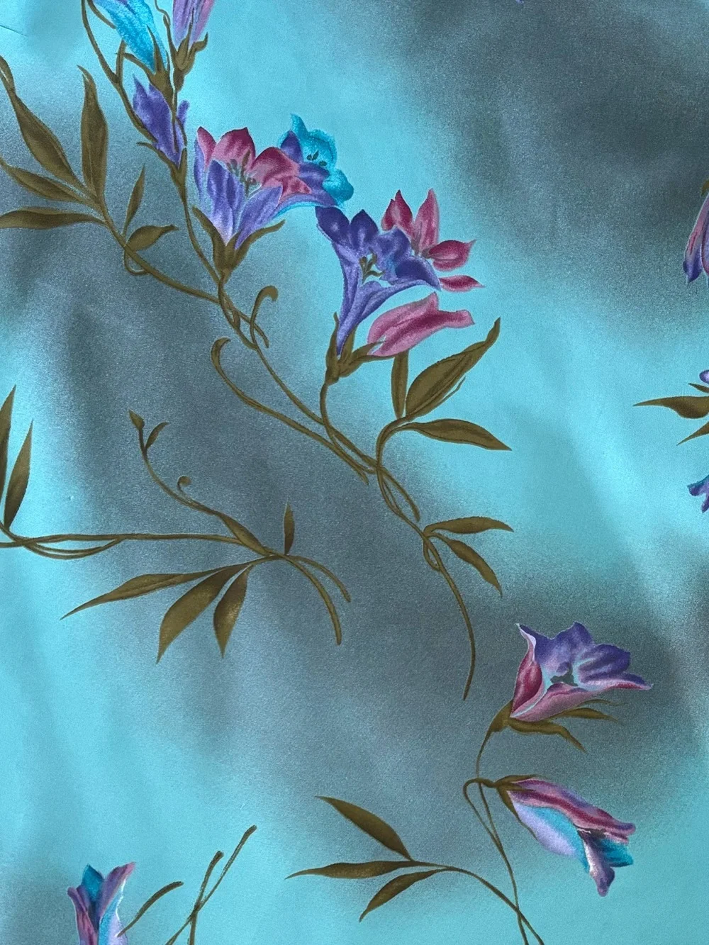 Vtg Wild Thyme Petites Sleeveless V-Neck Dress 10P Aqua Blue Floral Watercolor